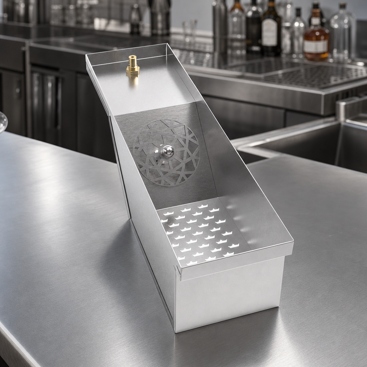 Product image #4 for MoveWell 6"W x 21"D Stainless Steel Underbar Dump Sink Modular Insert with Spray Jet