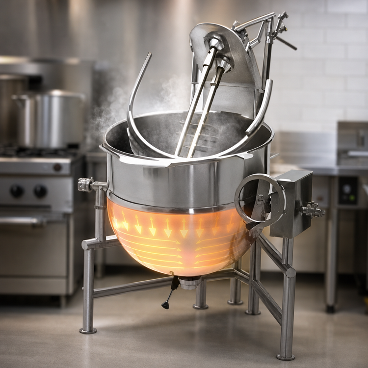 Product image #4 for Legion 40-Gallon Direct Steam Tilting Kettle with 2/3 Jacket and Tri-Leg Base
