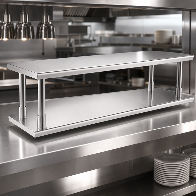 Product image #4 for Eagle Group 120-Inch Wide Pass-Thru Shelf with Overshelf, Stainless Steel