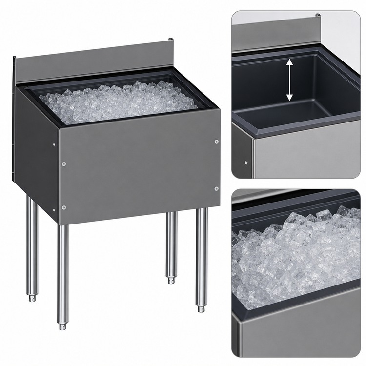 Product image #4 for Glastender CHOICE Extra Deep Underbar Ice Bin with 10-Circuit Cold Plate, 48 Inch W x 19 Inch D
