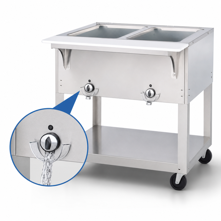Product image #4 for Aerohot 30-3/8-Inch Portable Electric Steamtable Hot Food Unit with 2 Sealed Wells, Open Base, and Carving Board