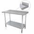 Thumbnail image #4 for Advance Tabco 84 Inch x 30 Inch 16 Gauge 430 Stainless Steel Work Table with 1-1/2 Inch Rear Up-Turn and Galvanized Undershelf
