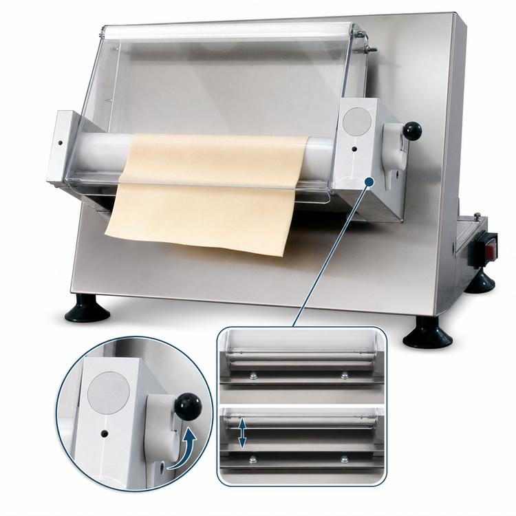Product image #4 for Doyon Countertop Dough Sheeter, 12-Inch Sheets, 600 Pieces/Hour, Stainless Steel, 1/2 HP