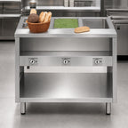 Thumbnail image #4 for Dinex DXPDME4SS 58-Inch 4-Well Electric Hot Food Table with Stainless Steel Top and Semi-Enclosed Cabinet Base
