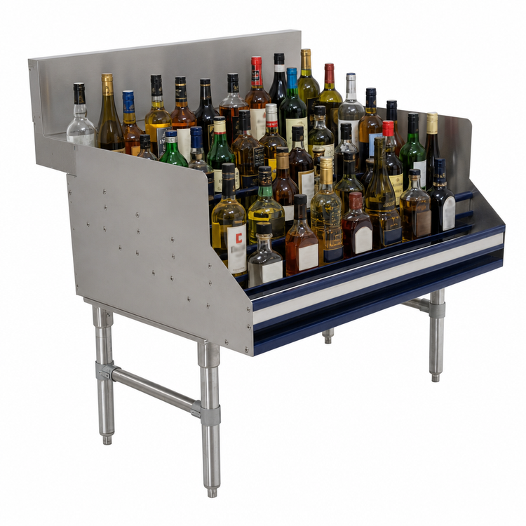 Product image #4 for Advance Tabco Prestige Supreme 5-Step Stainless Steel Freestanding Liquor Bottle Display Unit