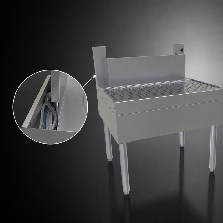 Product image #4 for Glastender 30-Inch Wide Underbar Beer Drainer with Tubing Chase and Front Drain Pan