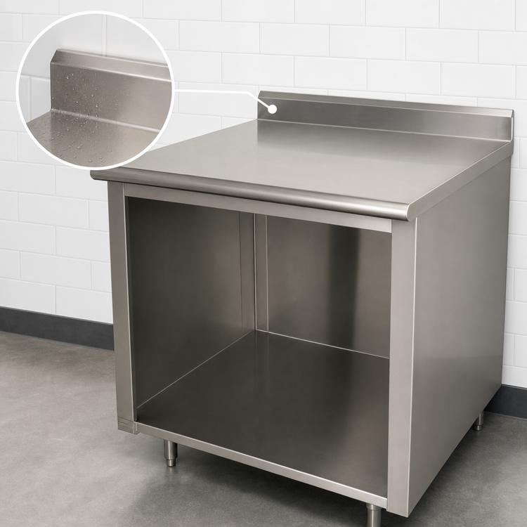 Product image #4 for Advance Tabco Special Value Economy 72-Inch x 30-Inch Stainless Steel Work Table with 5-Inch Backsplash and Open Front Cabinet Base