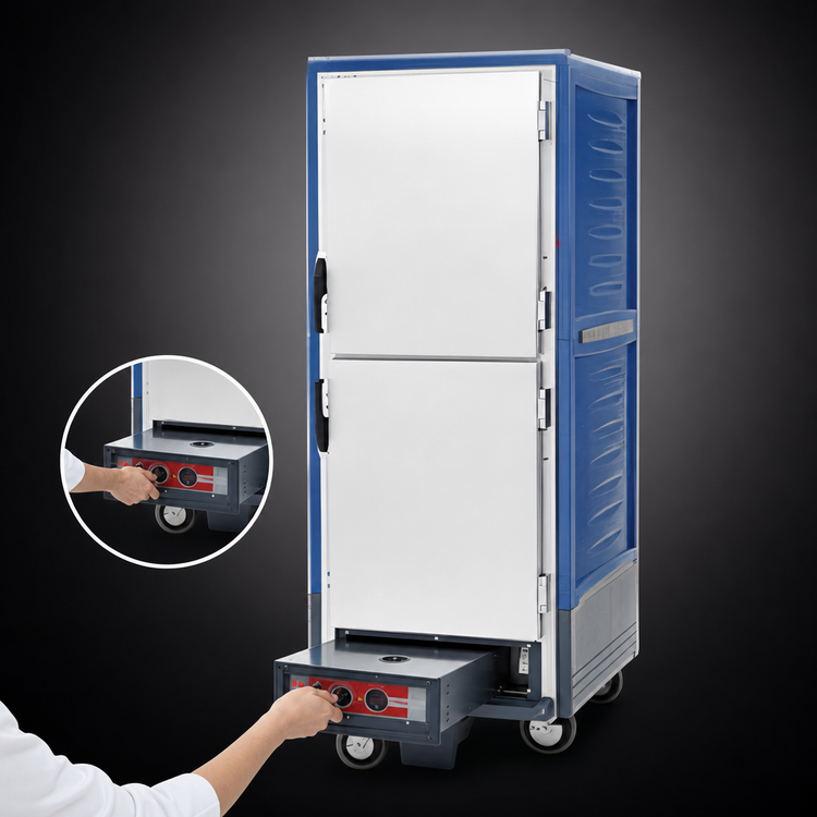Product image #4 for Metro C5 3 Series Full-Height Combination Heated Holding and Proofing Cabinet with Dutch Solid Doors, Blue Insulation Armour