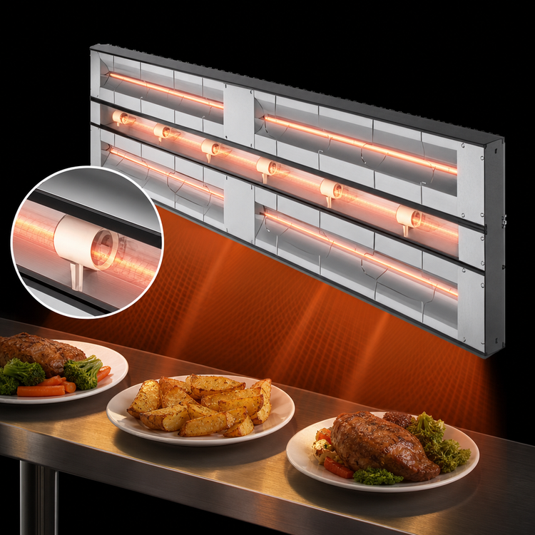 Product image #4 for Hatco Glo-Ray Lighted Dual Infrared Strip Heater, 42 Inch, Aluminum, 3 Inch Spacer