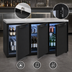 Thumbnail image #4 for 72-Inch Three-Section Refrigerated Back Bar Cooler with Solid Hinged Locking Doors and Stainless Steel Countertop