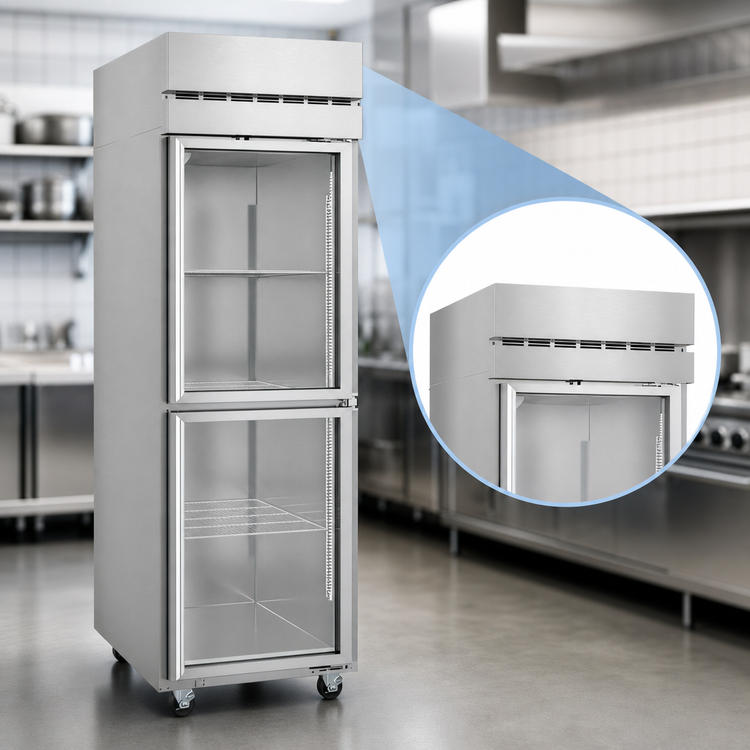 Product image #4 for Hoshizaki Steelheart F1A-HG One-Section Reach-In Display Freezer with Half-Height Hinged Glass Doors, 23.1 Cu. Ft.