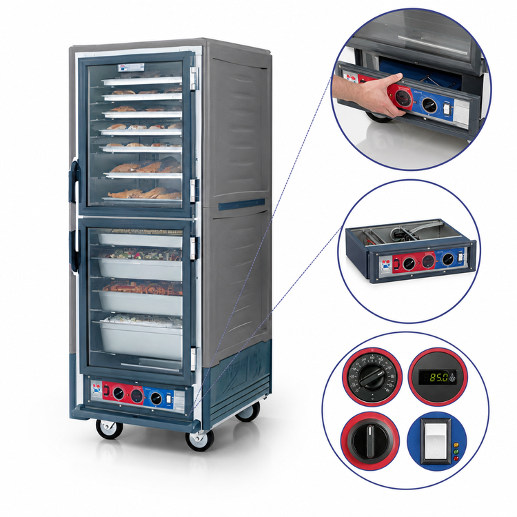 Product image #4 for Metro C5 3 Series Full Height Mobile Heated Holding and Proofing Cabinet with Dutch Insulated Aluminum Doors, Gray Insulation Armour, Fixed Wire Slides