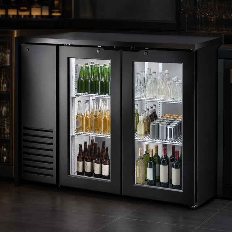 Product image #4 for True 48-Inch Two-Section Back Bar Cooler with Glass Doors and Left-Side Condensing Unit