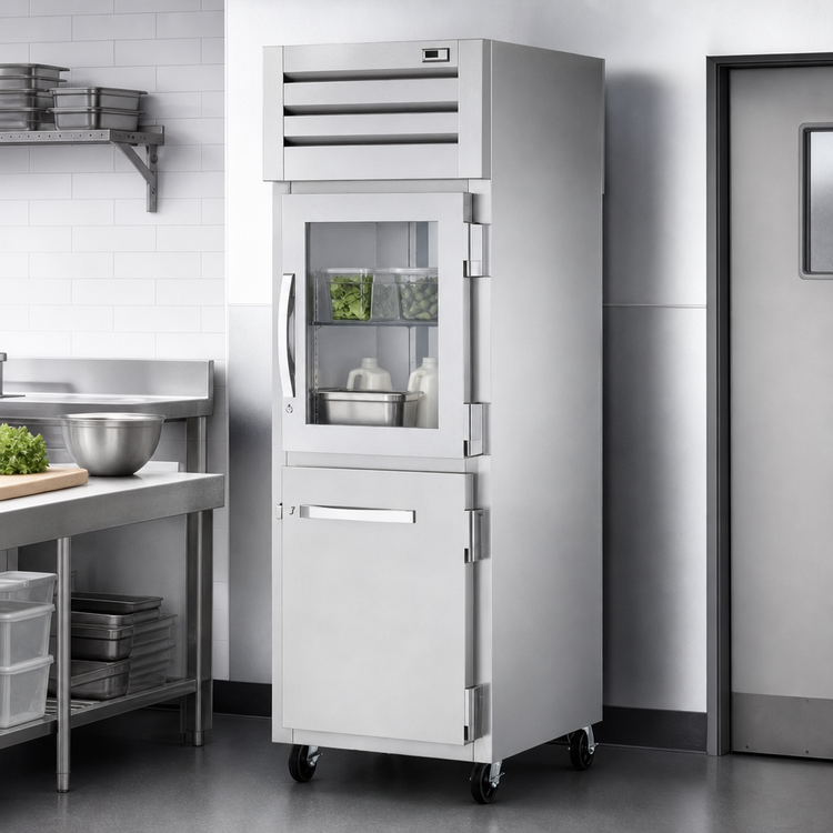 Product image #4 for True SPEC SERIES One-Section Pass-Thru Reach-In Refrigerator with Glass and Stainless Half Front Doors, Solid Rear Door