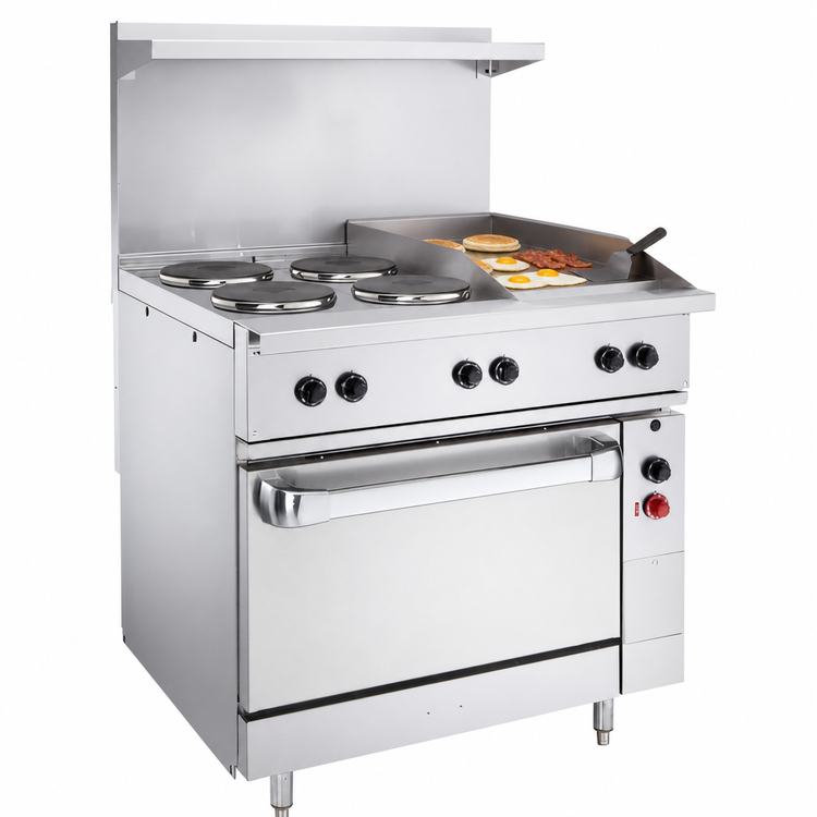 Product image #5 for Vulcan 36-Inch Electric Restaurant Range with 4 French Hotplates, 12-Inch Griddle, and Oversized Oven