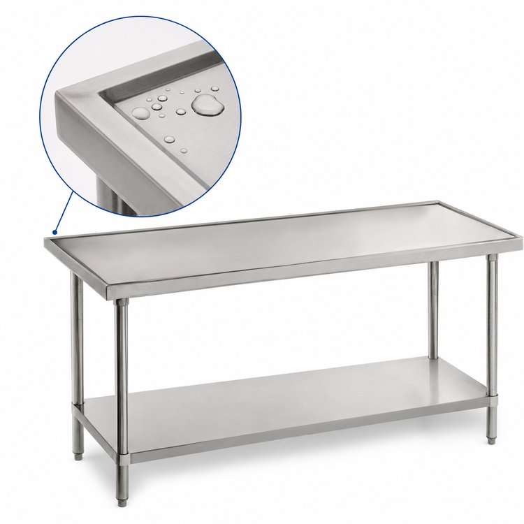 Product image #4 for Advance Tabco 108-Inch x 24-Inch 14-Gauge 304 Stainless Steel Work Table with Adjustable Undershelf