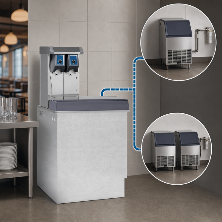 Product image #4 for Follett Vision VU155N0LP Low Profile Ice and Water Dispenser with 150 lb Storage, Left Push-Button Dispense