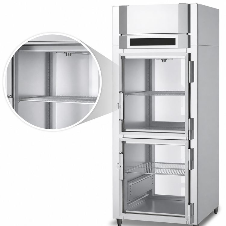 Product image #4 for Victory UltraSpec HSA-1D-1-EW-PT-HG Single-Section Extra Wide Pass-Thru Heated Holding Cabinet with Glass Half-Doors, Powered by V-Core™