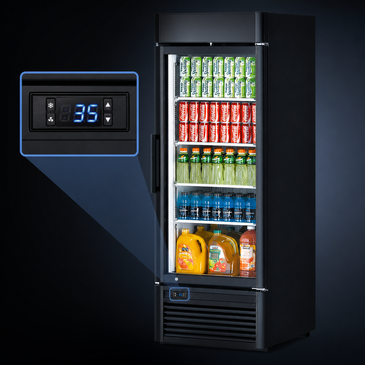 Product image #5 for Turbo Air Super Deluxe 1-Section Self-Contained Swing Door Glass Door Merchandiser Refrigerator, 19.4 Cu. Ft., Bottom-Mount Compressor