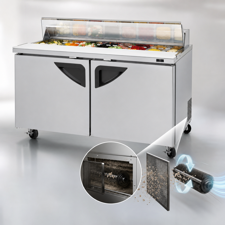 Product image #4 for Turbo Air Super Deluxe 60 1/4-Inch 2-Section Sandwich/Salad Prep Table with Clear Lid, 16-Pan, 16 Cu. Ft.