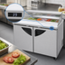 Thumbnail image #4 for Turbo Air Super Deluxe 48-1/4-Inch Two-Section Stainless Steel Sandwich/Salad Prep Table with Clear Lid, 12-Pan, Self-Contained Refrigeration