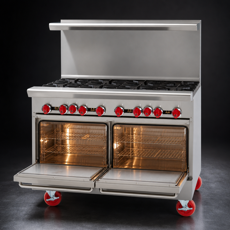 Product image #4 for American Range 48-Inch Gas Restaurant Range with 1-Inch Griddle and 2 Space Saver Ovens