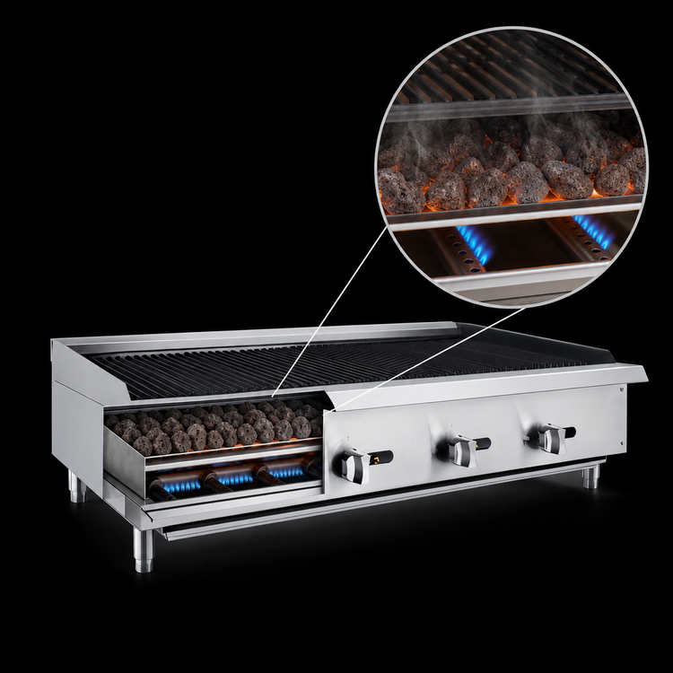Product image #5 for General 48-Inch Natural Gas Countertop Char-Rock Charbroiler