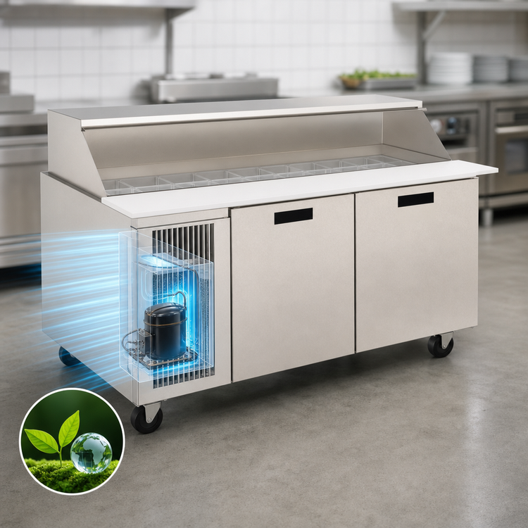 Product image #4 for Randell 72-Inch Two-Section Mega-Top Refrigerated Sandwich Prep Table / Breading Table