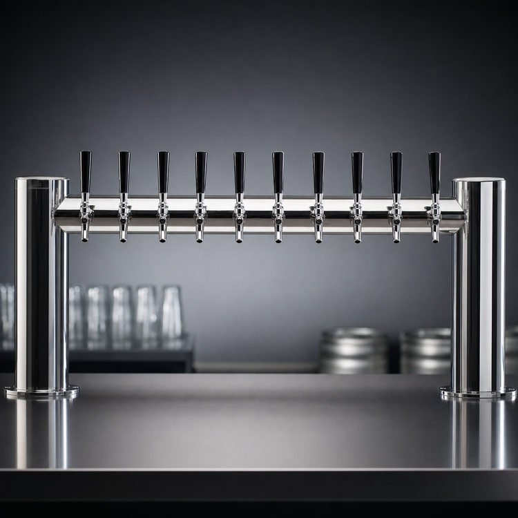 Product image #4 for Metropolis H Series 10-Faucet Countertop Kool-Rite Glycol-Cooled Draft Beer Tower, 38 Inch Wide, Polished Stainless Steel