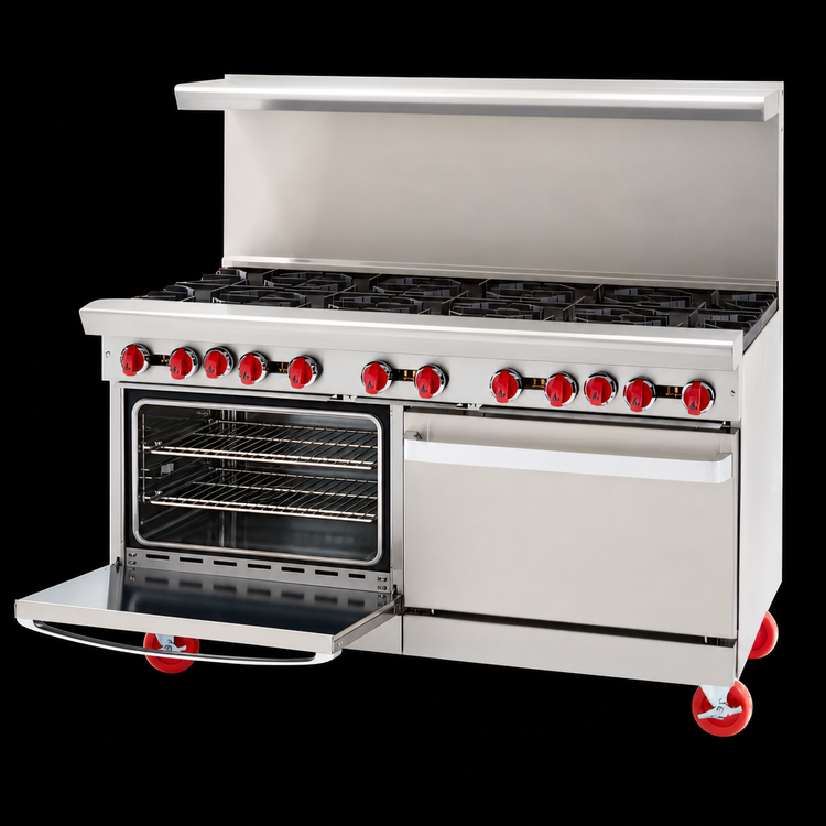 Product image #4 for American Range 60-Inch Gas Restaurant Range with 10 Open Burners, Left Standard Oven, and Right Storage Base