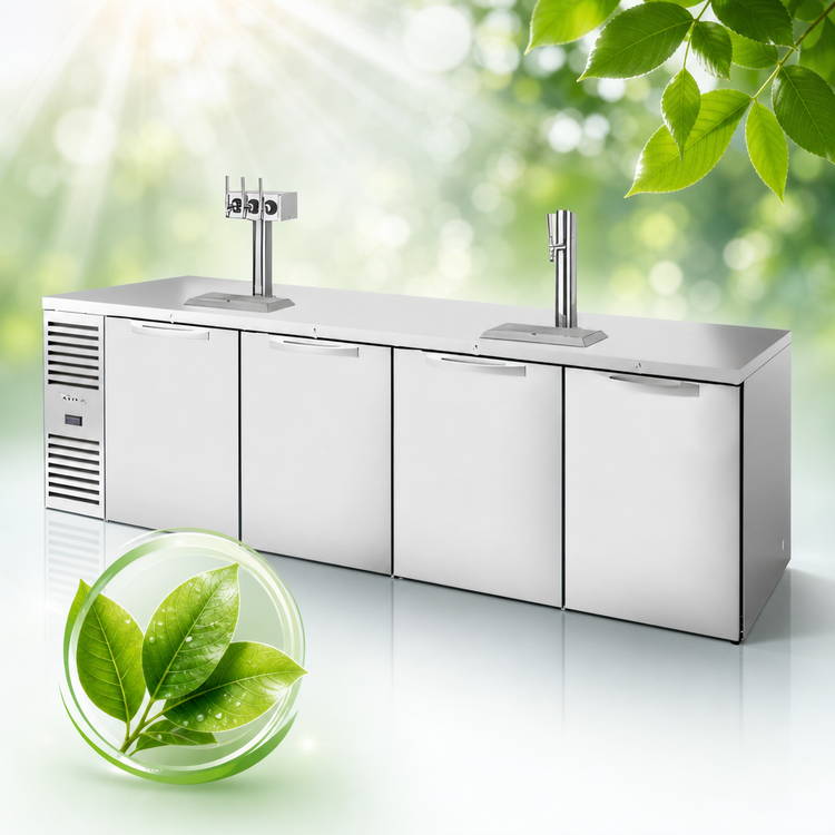 Product image #4 for True 4-Section Refrigerated Draft Bar Cooler with 2 Beer Columns, Stainless Steel, 108-Inch
