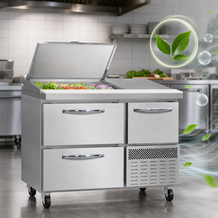 Product image #4 for Continental Refrigerator RA43N9M-D 43" Refrigerated Sandwich Prep Table with 9-Pan Mighty Top and Drawers