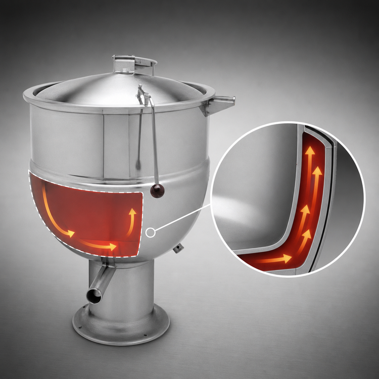 Product image #4 for Groen PT-20 20-Gallon Direct Steam Kettle with 2/3 Jacket and Pedestal Base