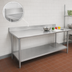 Thumbnail image #4 for Eagle Budget Series 84-Inch x 36-Inch Stainless Steel Work Table with 4-1/2-Inch Backsplash and Adjustable Undershelf