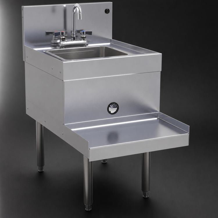 Product image #4 for Glastender Freestanding Stainless Steel Underbar Blender Station with Dump Sink, 18-Inch Wide