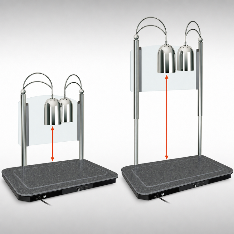 Product image #4 for Hatco Decorative Freestanding Carving Station with Heated Stone Base, 2 Heat Lamps, Sneeze Guard, and 36 x 24 Cutting Board