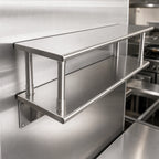 Thumbnail image #4 for Eagle Group PTS-2484-2 Pass-Thru Shelf with Overshelf, 84"W x 24"D, Wall-Mounted 304 Stainless Steel