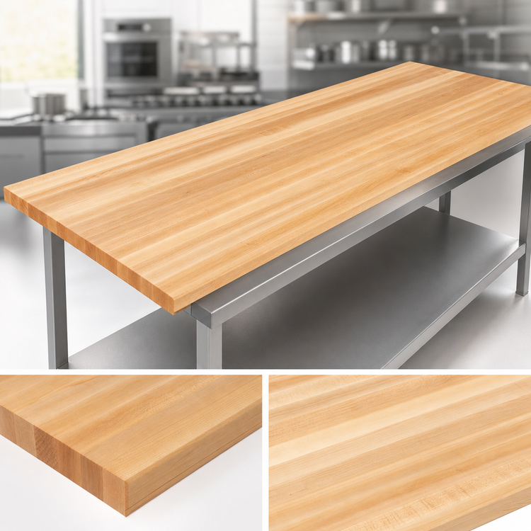 Product image #4 for Boos Block Northern Hard Rock Maple Edge Grain Kitchen Countertop, 120" x 32" x 1-1/2", Varnique Finish
