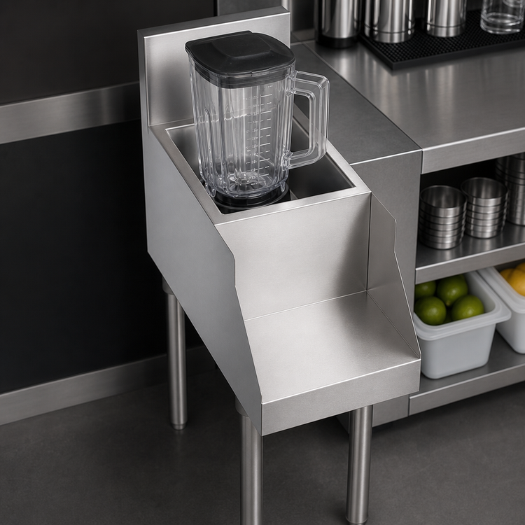Product image #4 for Krowne Royal Series 12-Inch Flat Top Underbar Blender Station with 9-Inch Recessed Shelf