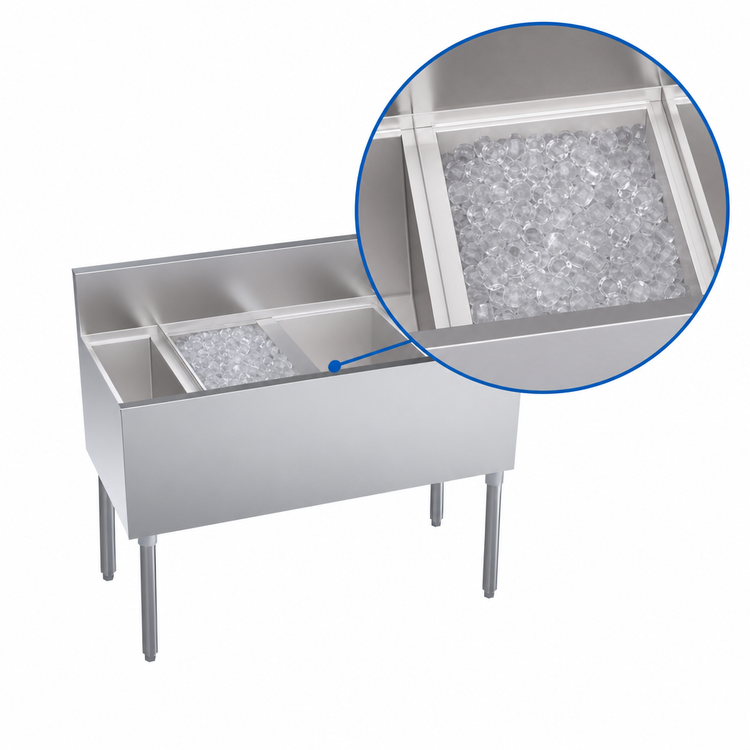 Product image #4 for Krowne Royal Series 40-Inch Underbar Speed Multi Station with 10-Circuit Cold Plate and 24-Inch Center Ice Bin