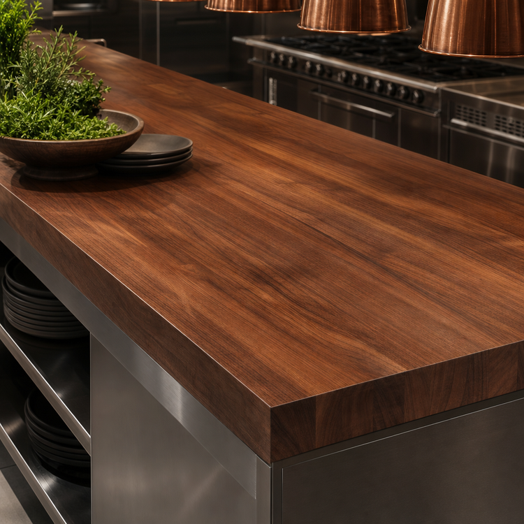 Product image #4 for Boos Block American Black Walnut Edge Grain Kitchen Countertop, 144 x 38 x 3 Inches, Varnique Finish