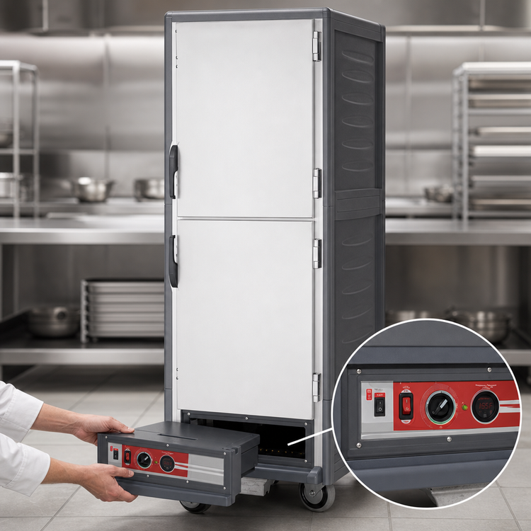 Product image #4 for Metro C5 3 Series Insulation Armour Full Height Mobile Heated Holding Cabinet, Low Watt, Dutch Solid Doors, Gray