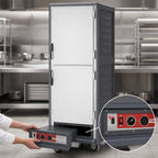 Thumbnail image #4 for Metro C5 Insulation Armour C539-HLDS-U-GY Full-Height Mobile Heated Holding Cabinet, Dutch Solid Doors, 18 Sheet Pan/34 Hotel Pan Capacity