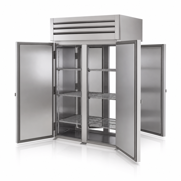Product image #4 for SPEC SERIES Two-Section Roll-Thru Solid Swing Door Refrigerator with Stainless Steel Front and Rear Doors