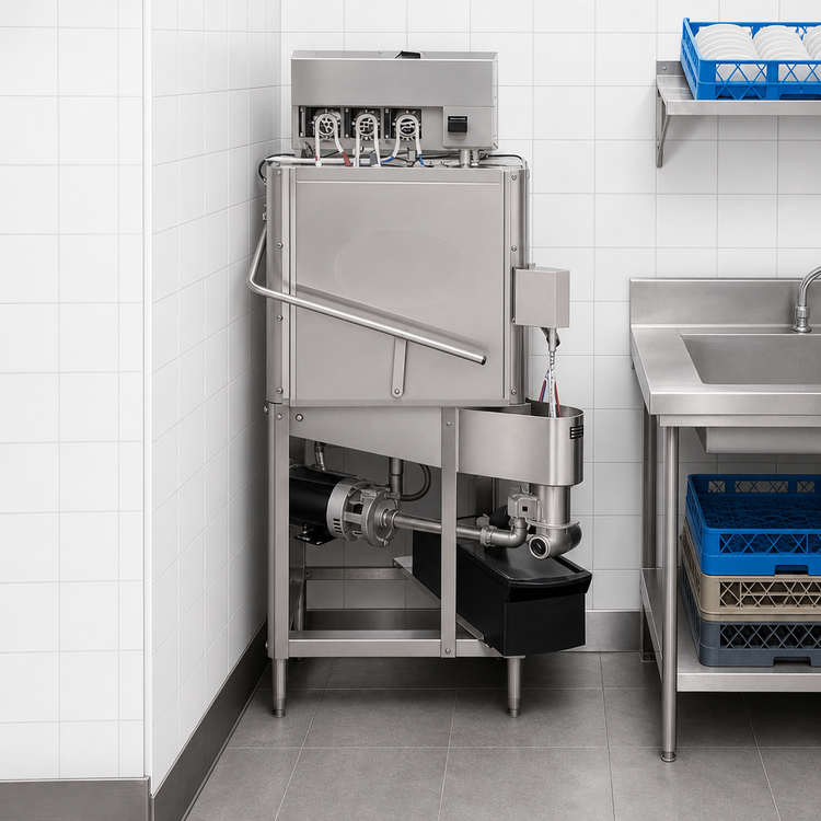 Product image #5 for CMA Energy Mizer C Low-Temperature Chemical Sanitizing Single-Rack Corner Door-Type Dishwasher