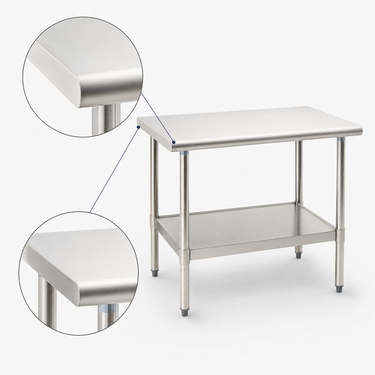 Product image #4 for Eagle Deluxe Series 84-Inch x 30-Inch Stainless Steel Work Table with Rolled Edge and Adjustable Undershelf