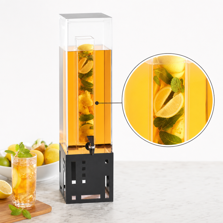 Product image #4 for Cal-Mil Squared 3 Gallon Single Beverage Dispenser with Infusion Chamber, Spigot, and Drip Tray