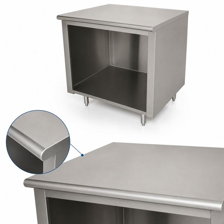 Product image #4 for Advance Tabco 108-Inch x 30-Inch 14-Gauge 304 Stainless Steel Work Table with Open Front Cabinet Base