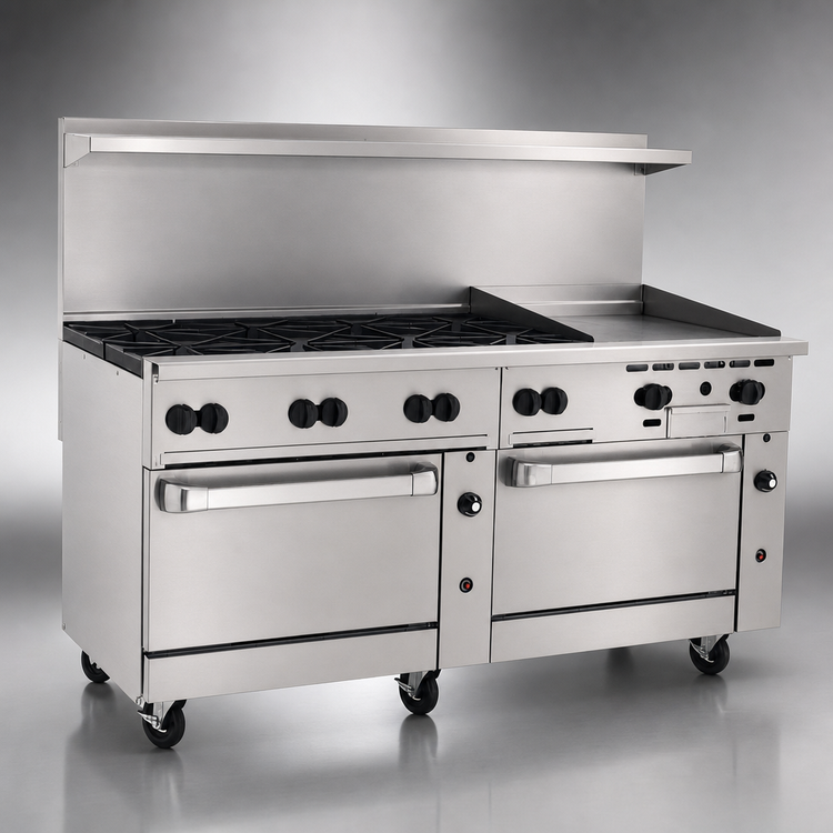 Product image #4 for Vulcan Endurance 72-Inch Gas Restaurant Range with 8 Open Burners, 24-Inch Griddle, and 2 Standard Ovens