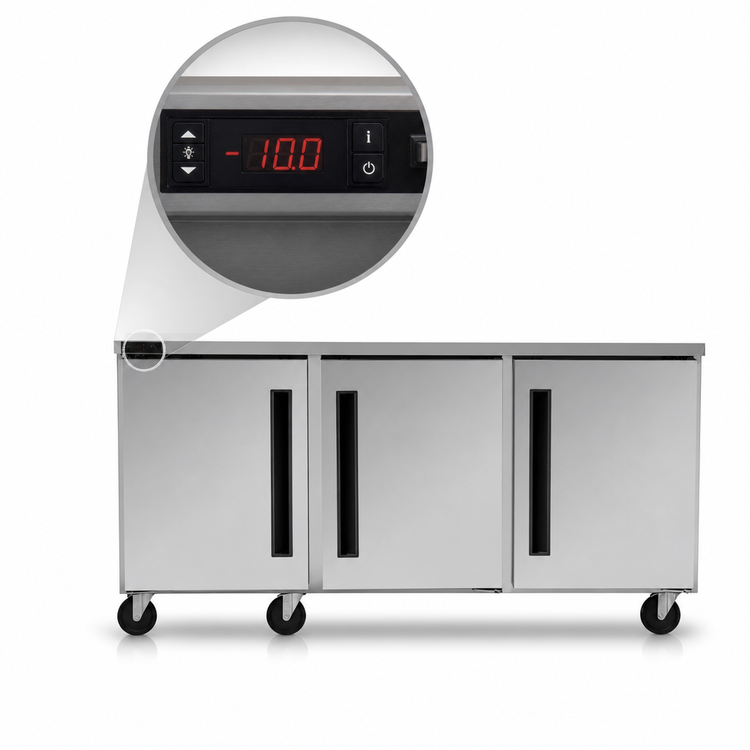 Product image #4 for Centerline CLUC-72F-SD-RRR 72-Inch Three-Section Compact Undercounter Freezer with Right-Hinged Solid Doors